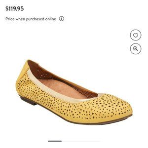 NEW "Robyn" Nappa Leather Perforated Ballet Flats in Buttercup Yellow by Vionic